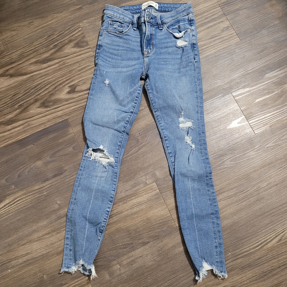 Abercrombie & Fitch Super Skinny Ankle Jeans Size 00 Blue Mid Rise